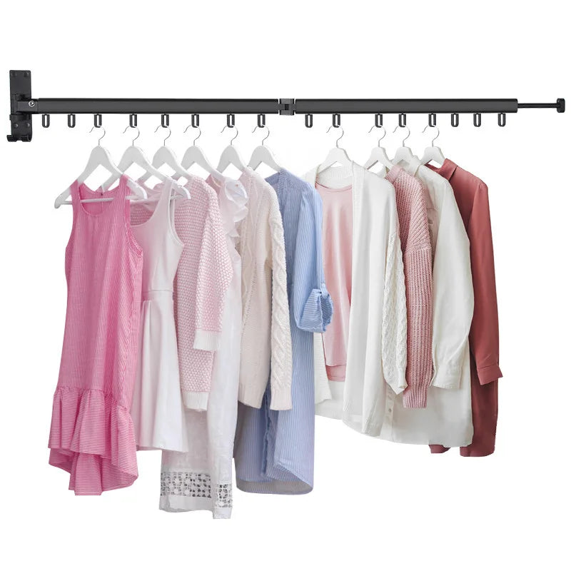 Cintre Pliable en Aluminium Rotatif et Extensible Séchoir Murale pour Vêtements, Serviettes et Couettes