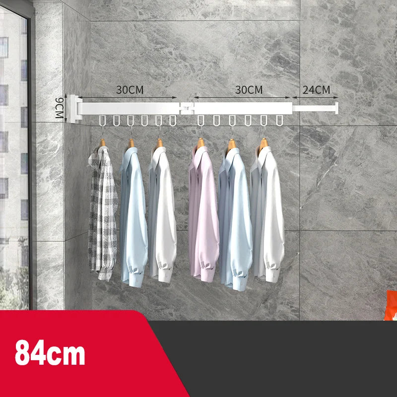 Cintre Pliable en Aluminium Rotatif et Extensible Séchoir Murale pour Vêtements, Serviettes et Couettes
