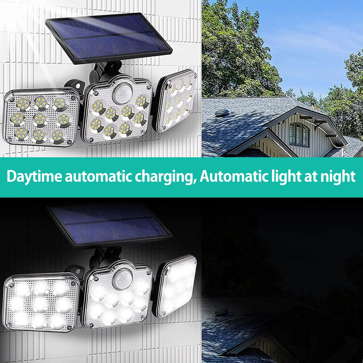 Lampes solaires d'extérieur à 138 LED à tête 360°