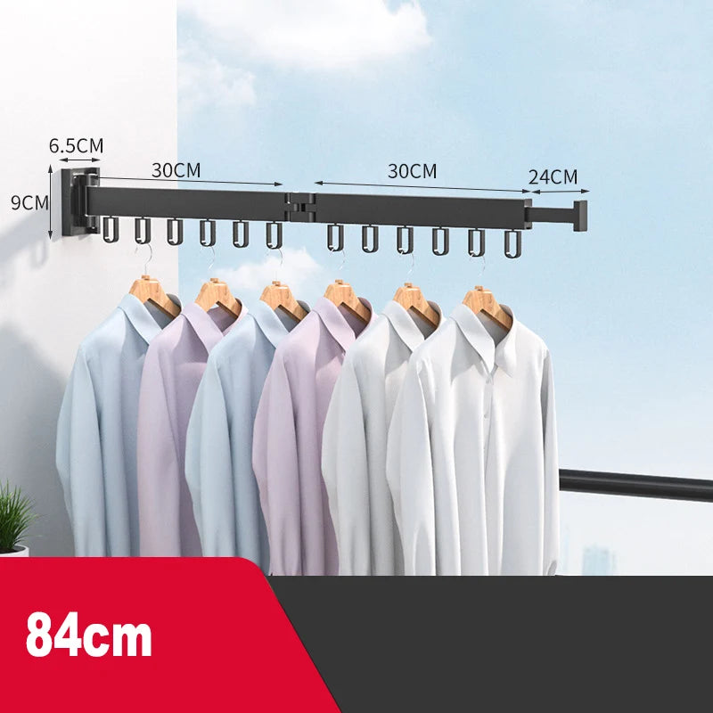 Cintre Pliable en Aluminium Rotatif et Extensible Séchoir Murale pour Vêtements, Serviettes et Couettes