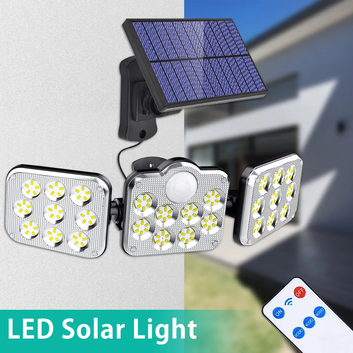Lampes solaires d'extérieur à 138 LED à tête 360°