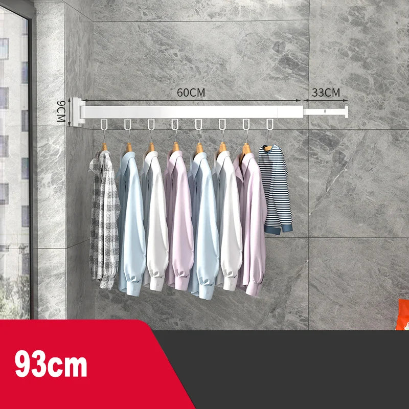 Cintre Pliable en Aluminium Rotatif et Extensible Séchoir Murale pour Vêtements, Serviettes et Couettes