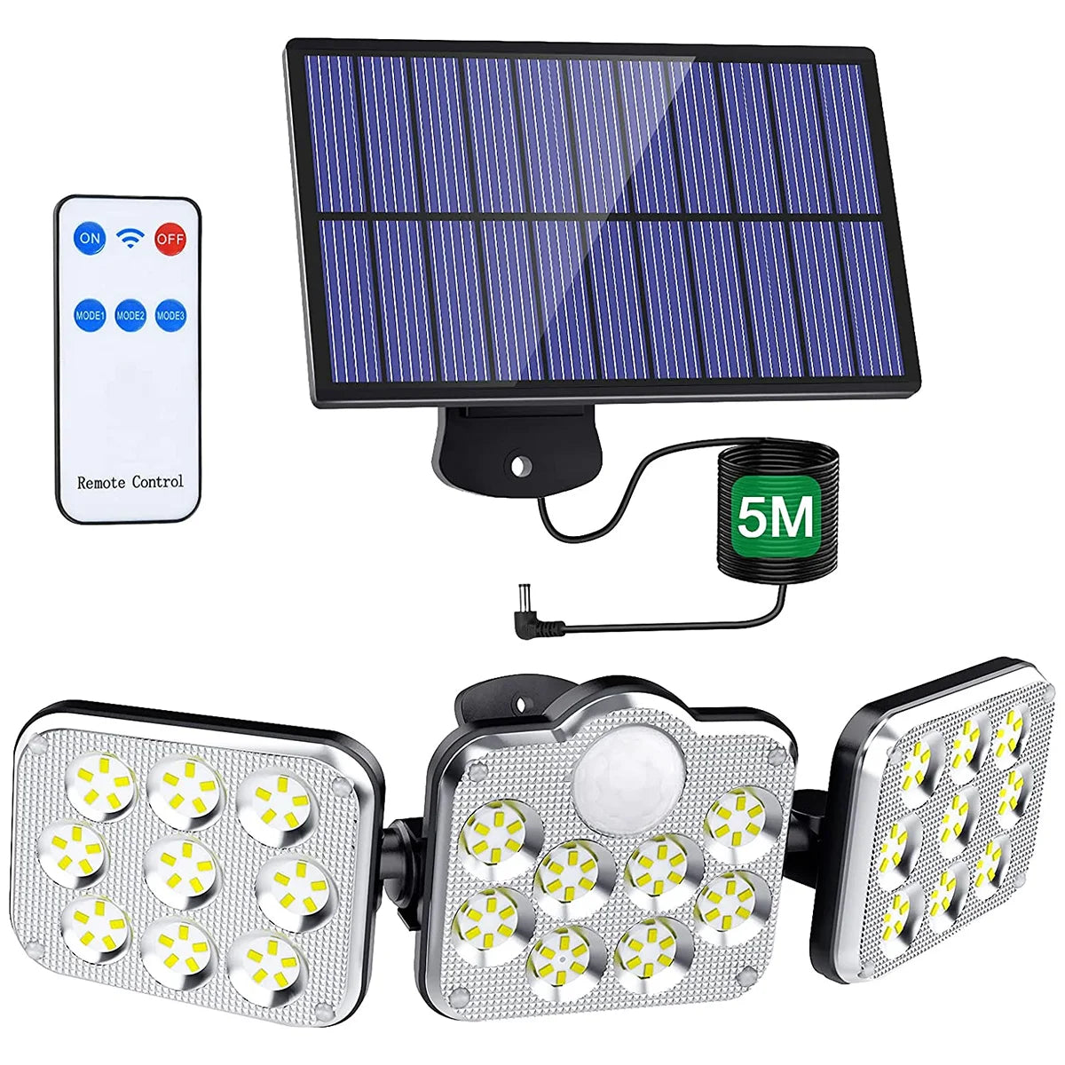 Lampes solaires d'extérieur à 138 LED à tête 360°