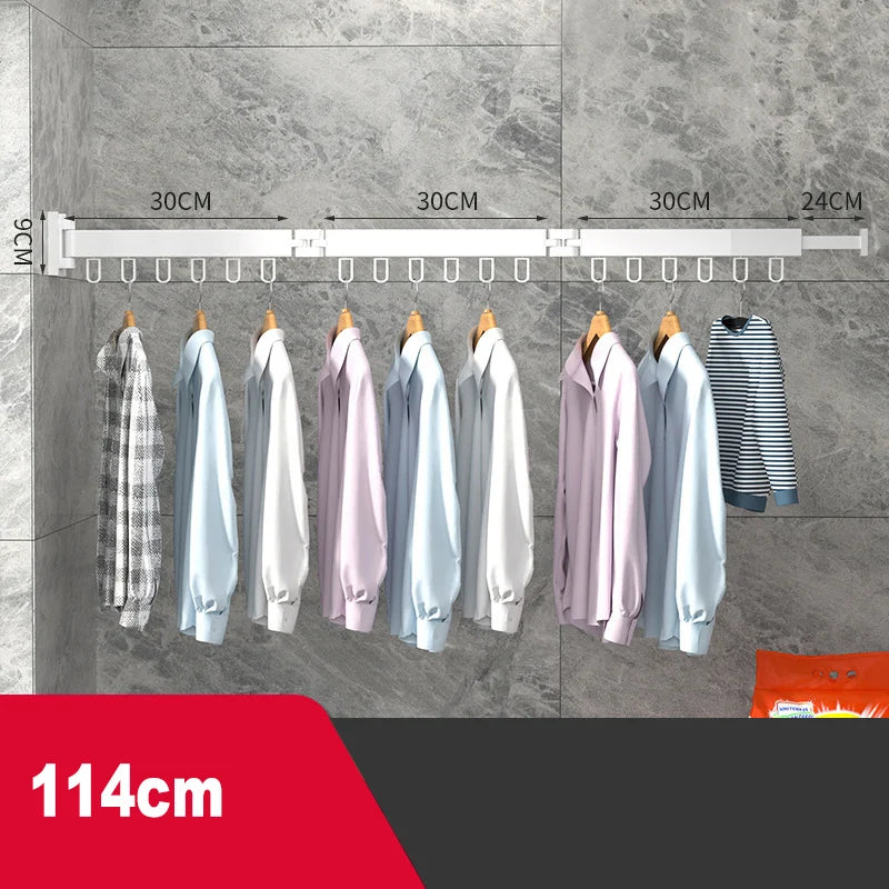 Cintre Pliable en Aluminium Rotatif et Extensible Séchoir Murale pour Vêtements, Serviettes et Couettes