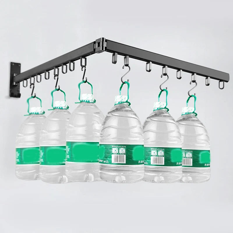 Cintre Pliable en Aluminium Rotatif et Extensible Séchoir Murale pour Vêtements, Serviettes et Couettes