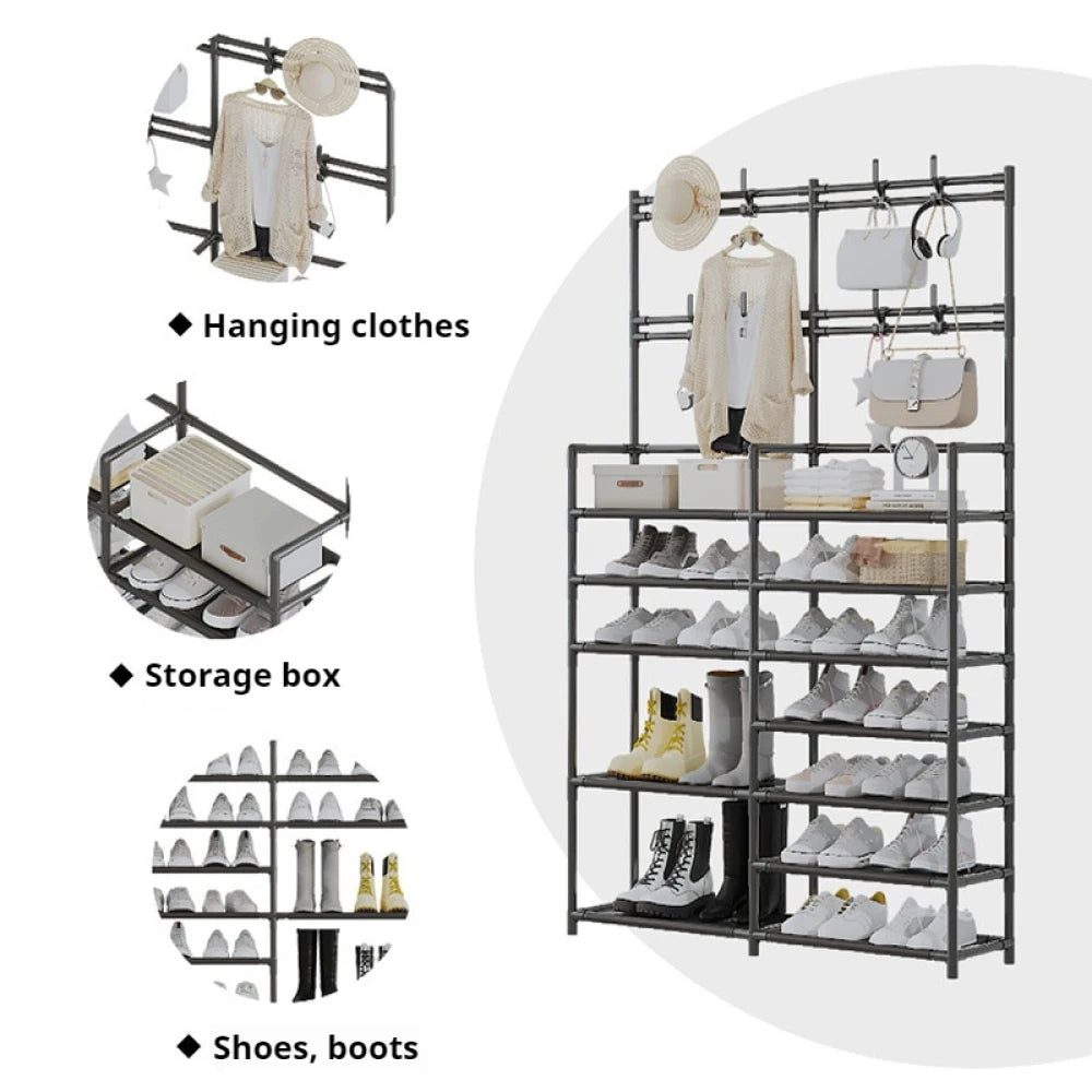 Meuble à Chaussures et Chapeaux – Rangement Multi-Couches Autoportant pour Maison