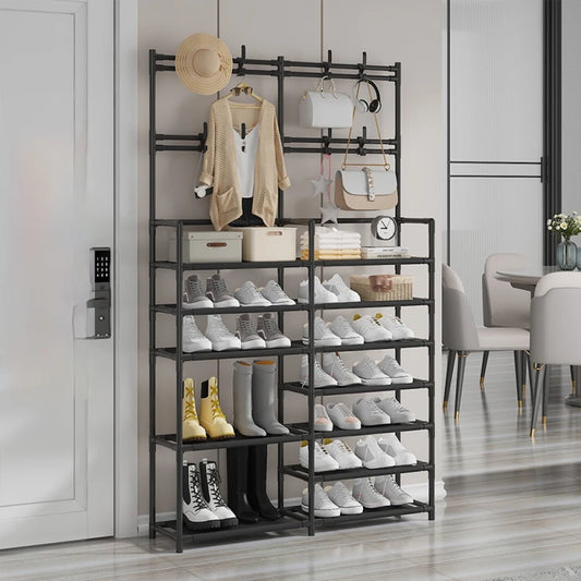 Meuble à Chaussures et Chapeaux – Rangement Multi-Couches Autoportant pour Maison