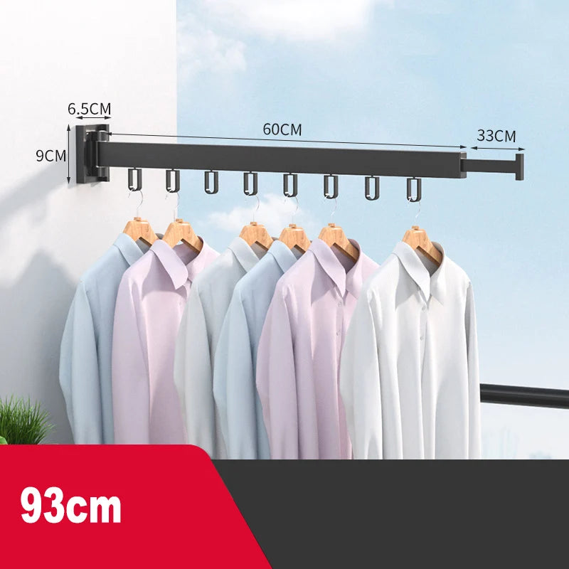 Cintre Pliable en Aluminium Rotatif et Extensible Séchoir Murale pour Vêtements, Serviettes et Couettes