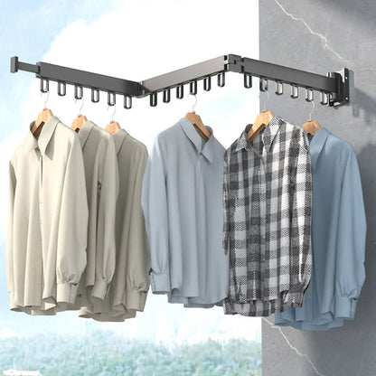 Cintre Pliable en Aluminium Rotatif et Extensible Séchoir Murale pour Vêtements, Serviettes et Couettes