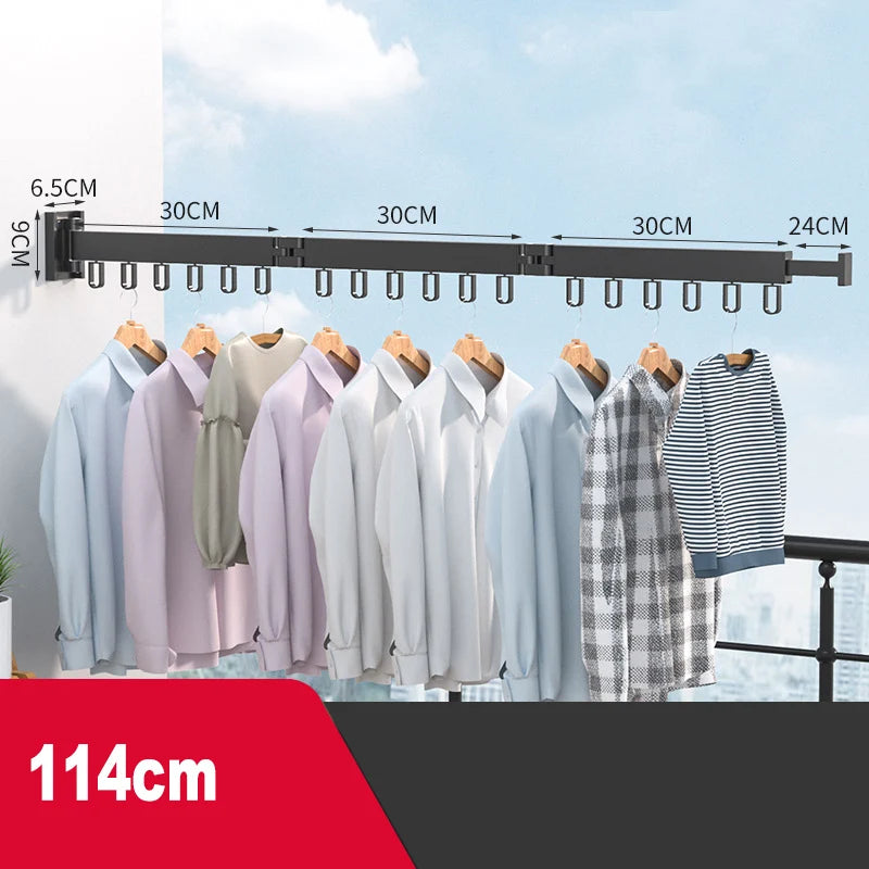 Cintre Pliable en Aluminium Rotatif et Extensible Séchoir Murale pour Vêtements, Serviettes et Couettes